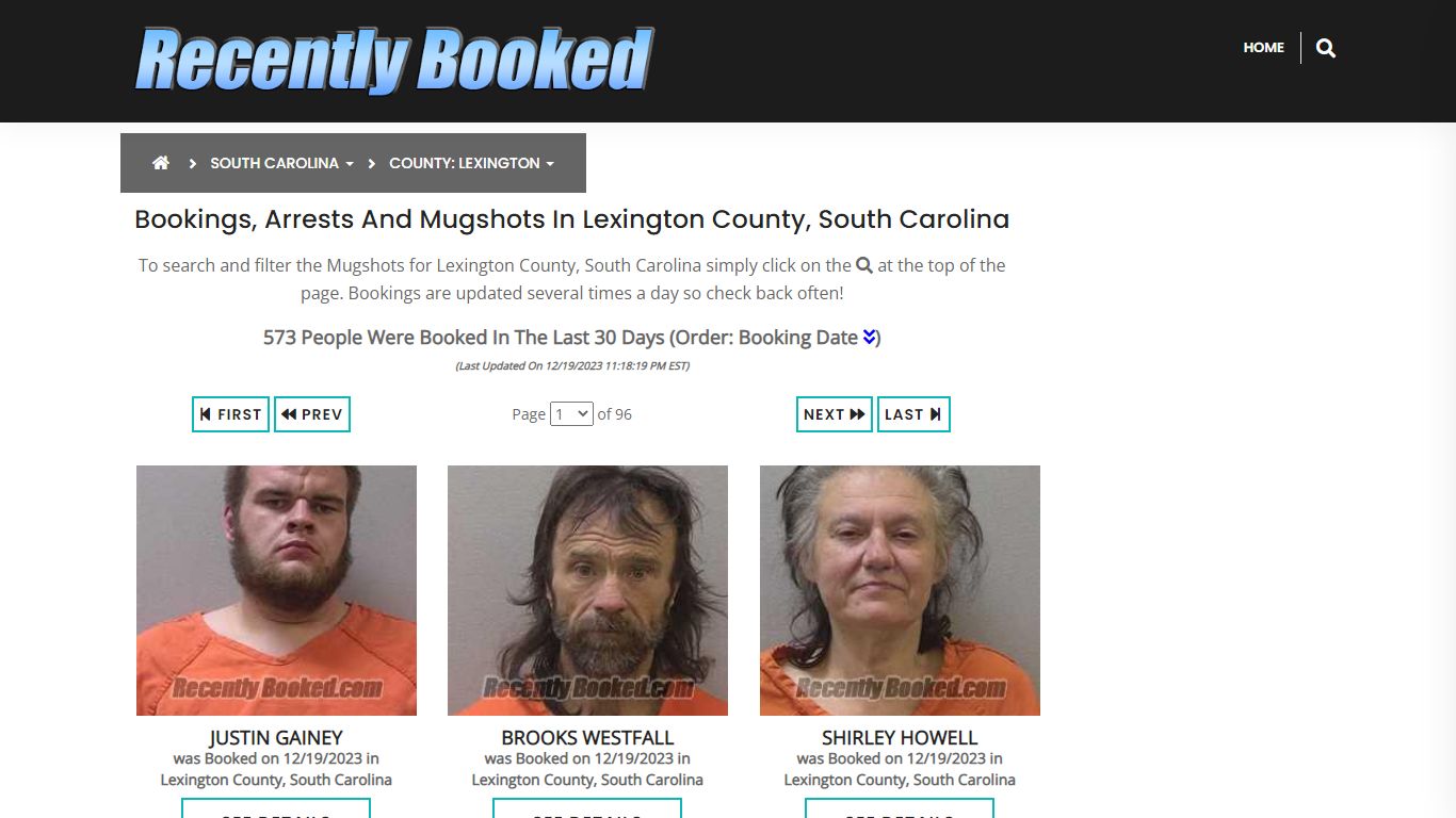 Recent bookings, Arrests, Mugshots in Lexington County, South Carolina